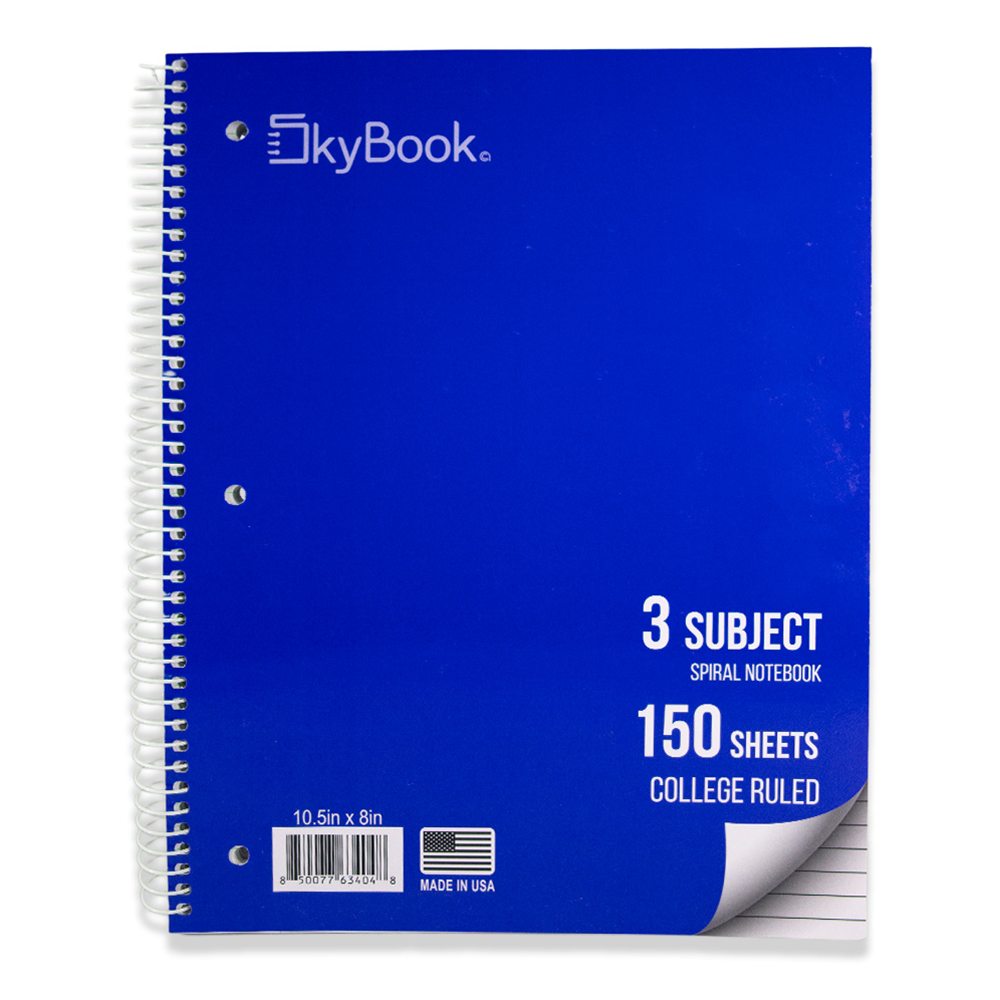 SKYBOOK 3 Subject Spiral Notebook